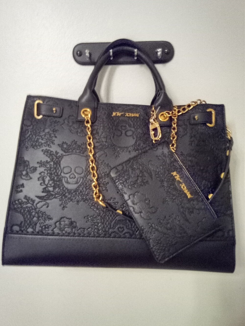 Black Betsey Johnson Skull Satchel/Tote
